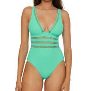 $ 148 Becca Open Knit Inset One-Piece Swimsuit Becca Size M